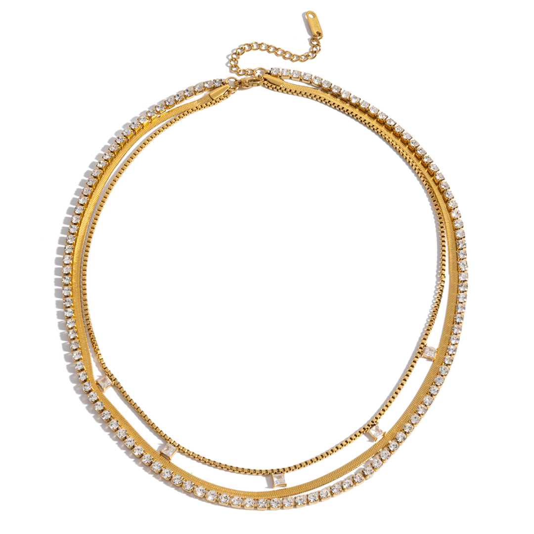 TRIPLE LAYERED TENNIS NECKLACE