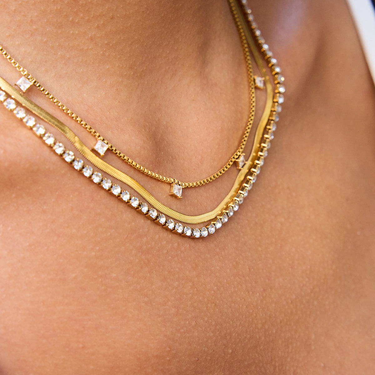 TRIPLE LAYERED TENNIS NECKLACE