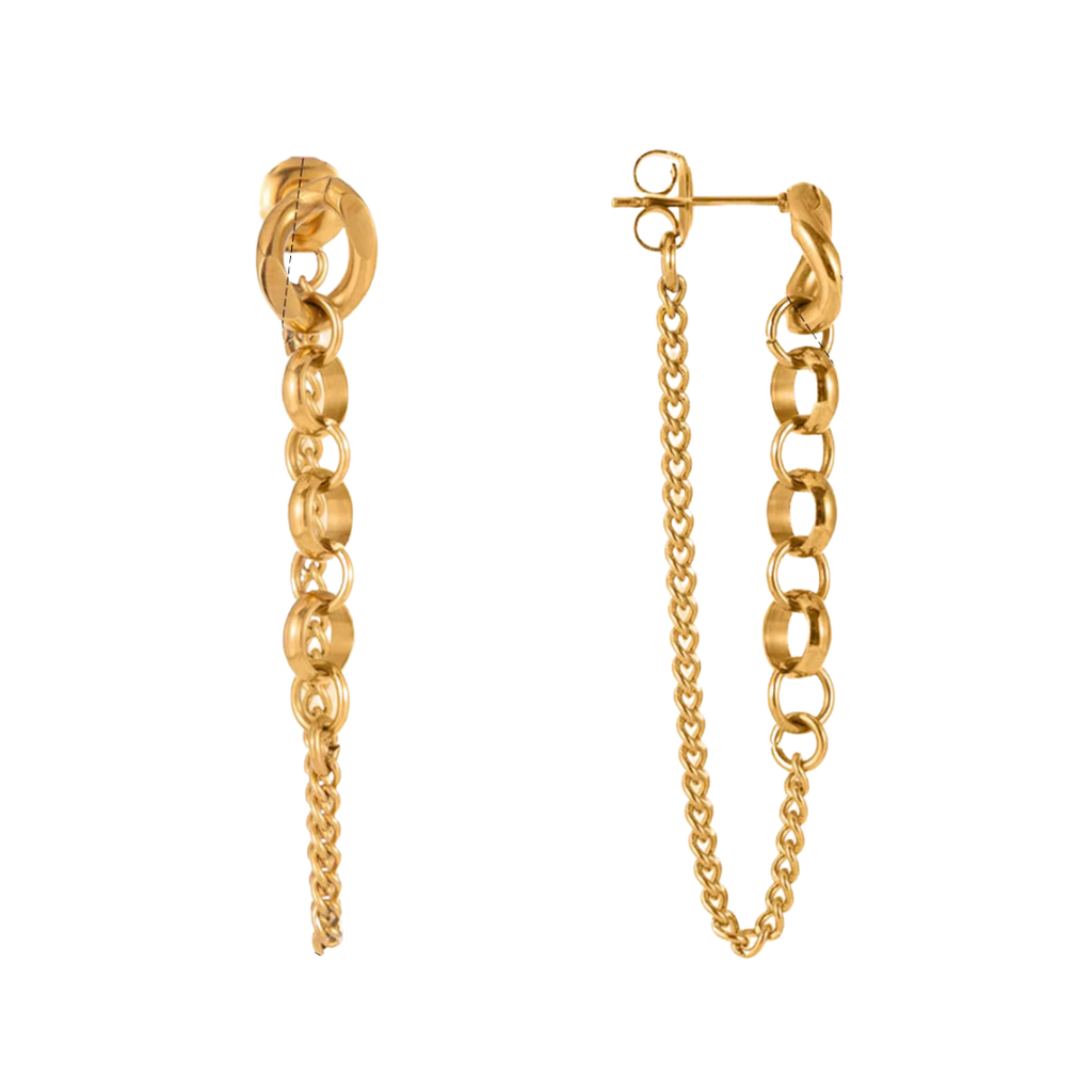DUAL CHAIN DROP EARRINGS