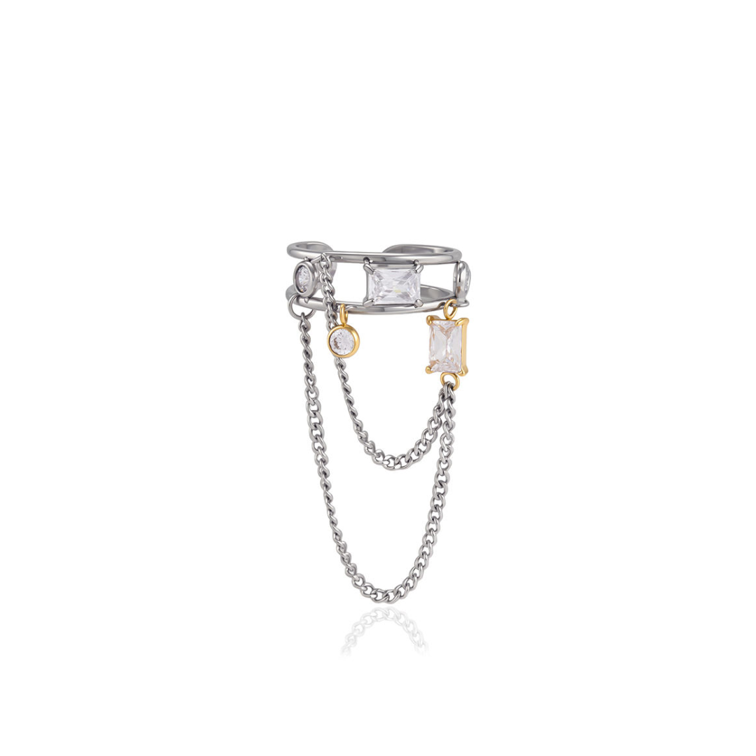 DUAL TONE CHAIN DROP RING