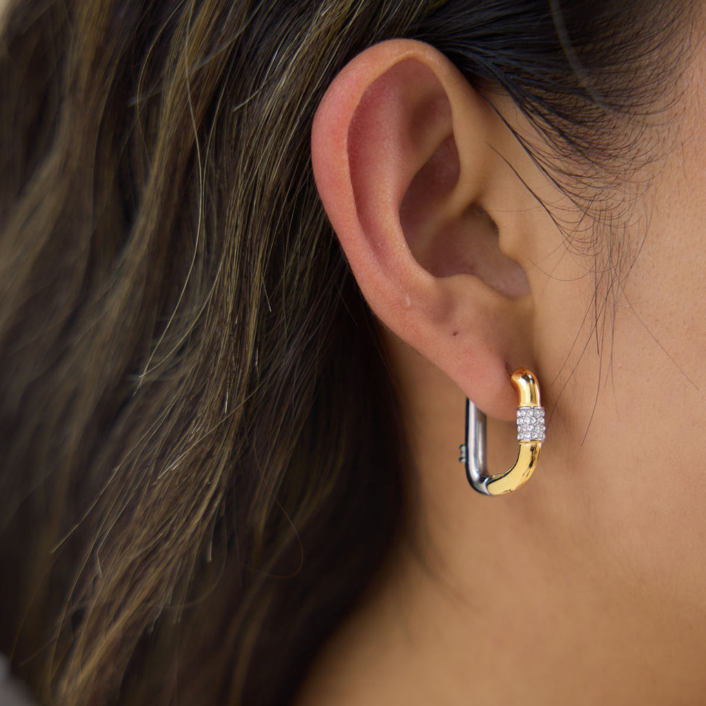 DUAL TONE PAVÉ HOOPS