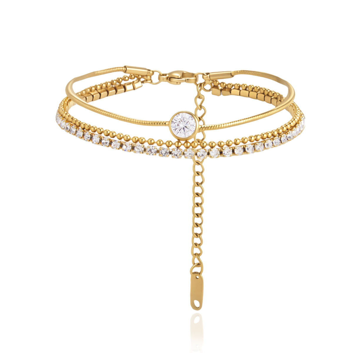 TRIPLE LAYER CRYSTAL BRACELET