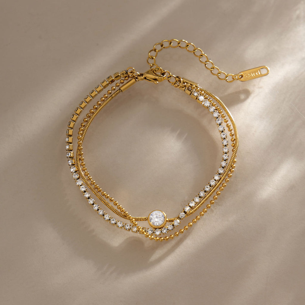 TRIPLE LAYER CRYSTAL BRACELET