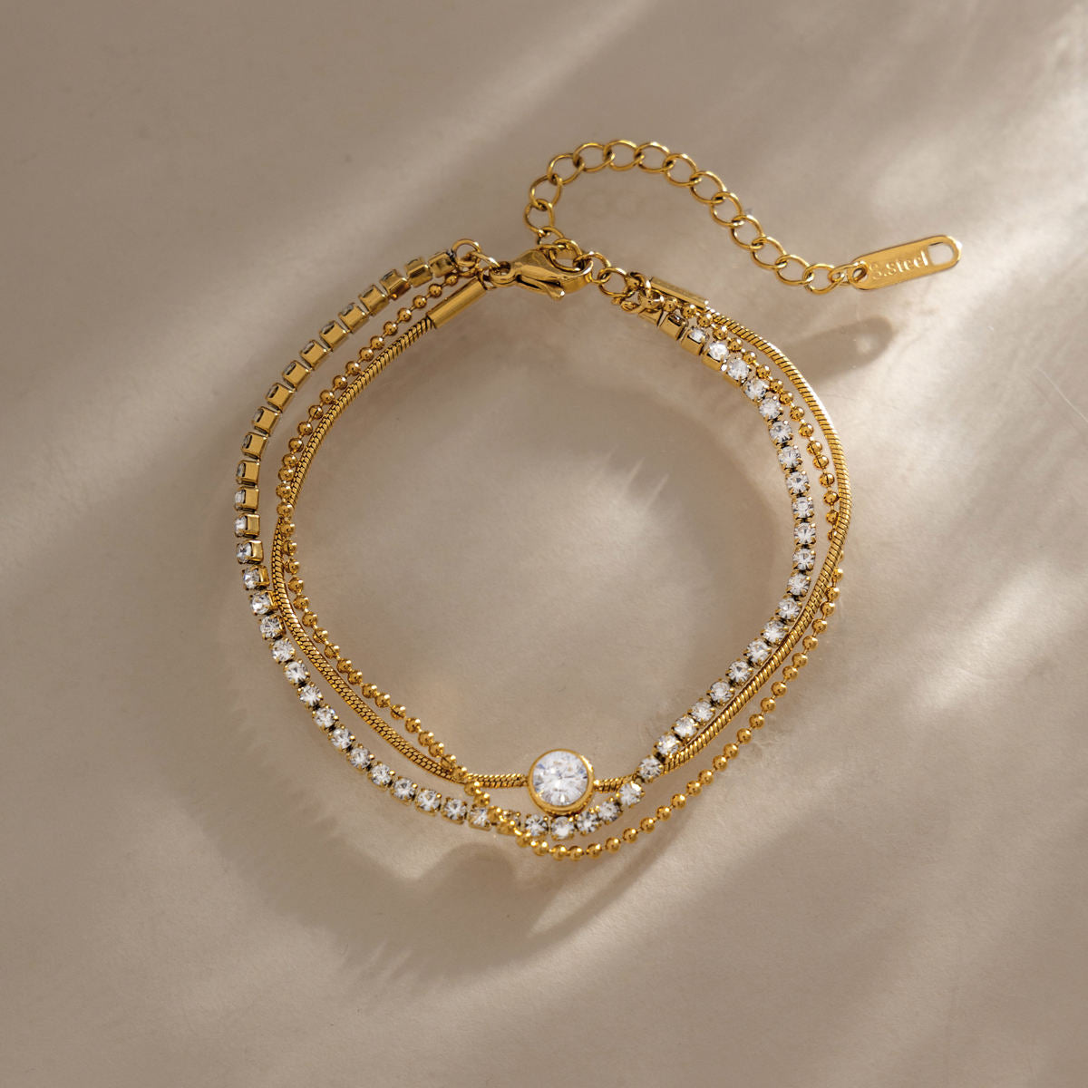 TRIPLE LAYER CRYSTAL BRACELET