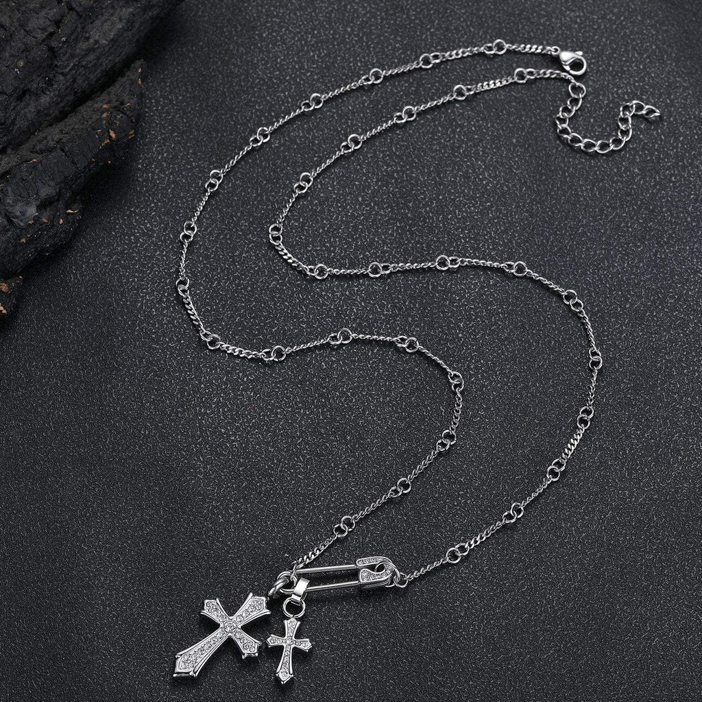 CROSS PIN CHARM NECKLACE