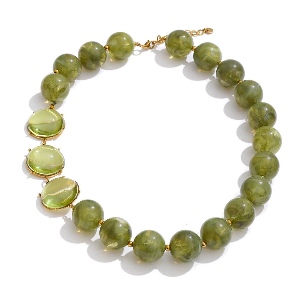 OLIVE GLOW STATEMENT NECKLACE