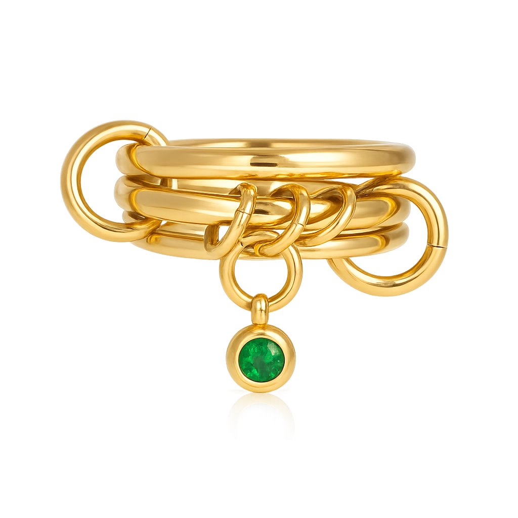 STACKED RING – GREEN STONE