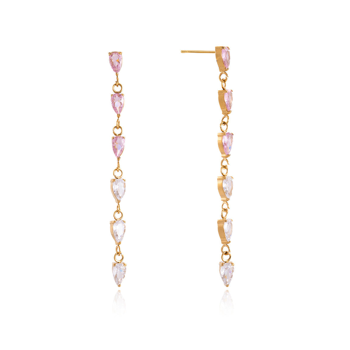 PINK & CLEAR DROP CRYSTAL EARRINGS