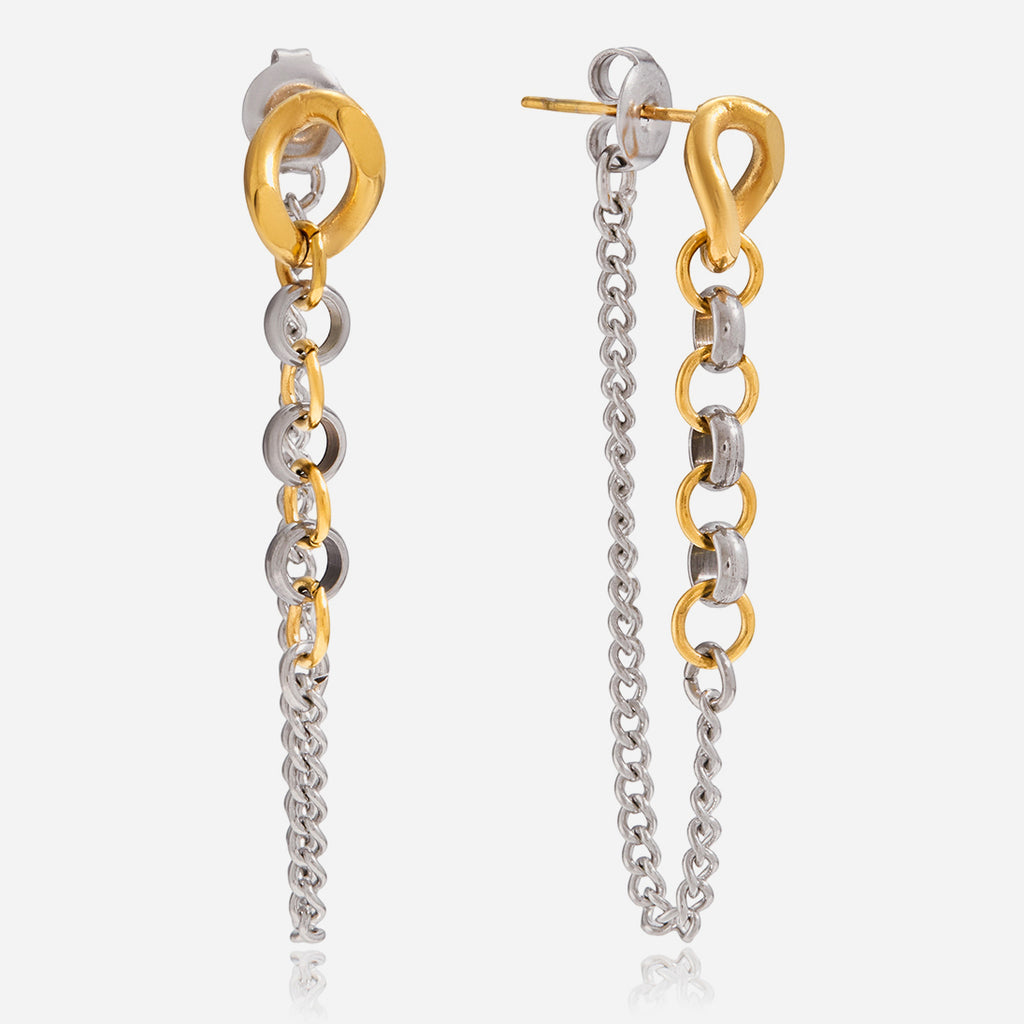 DUAL CHAIN DROP EARRINGS
