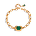 GREEN STONE CHAIN BRACELET