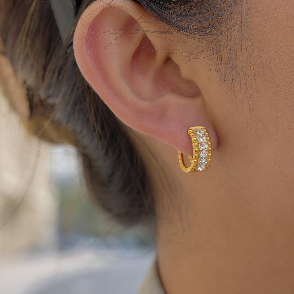 DOUBLE ROW ZIRCON HOOP EARRINGS