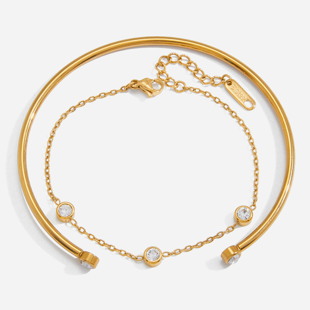 MINIMAL CRYSTAL SET BRACELET (2PCS)